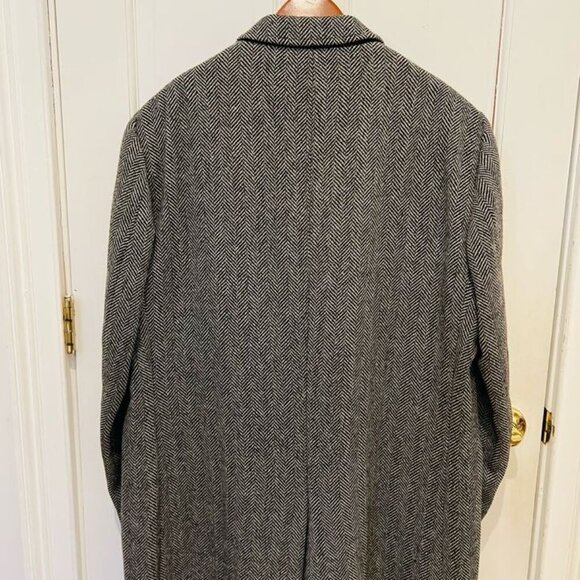 VTG Maitland of England Men's Gray Wool Herringbone Overcoat 46 R - Picture 13 of 15